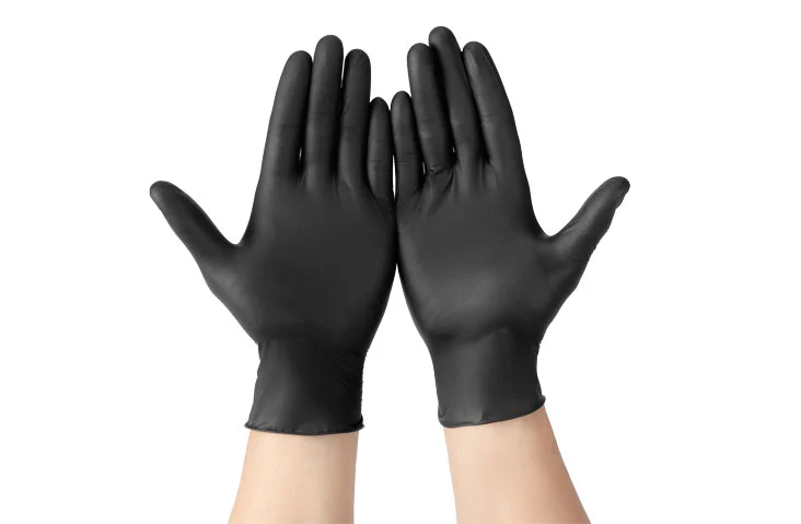 black throw away gloves