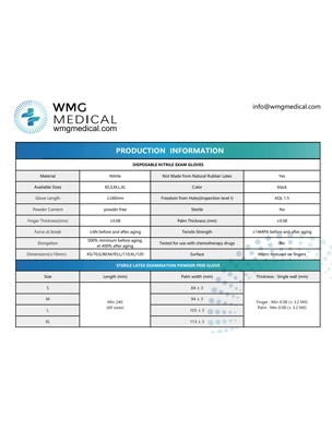 Disposable Nitrile Exam Gloves Specification