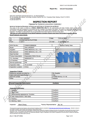 Epidemic Prevention Materials Inspection Report