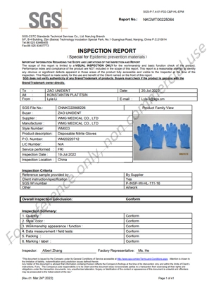 SGS Report Reference