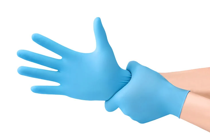 blue nitrile powder free disposable gloves