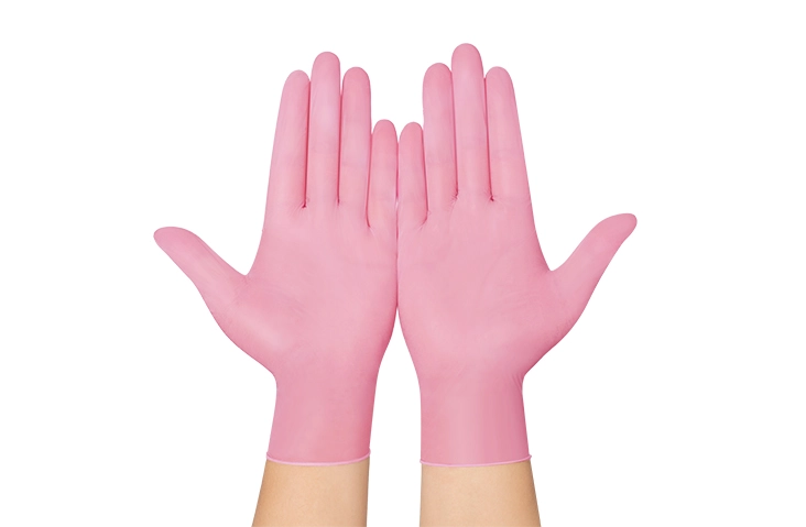 pink vinyl disposable gloves